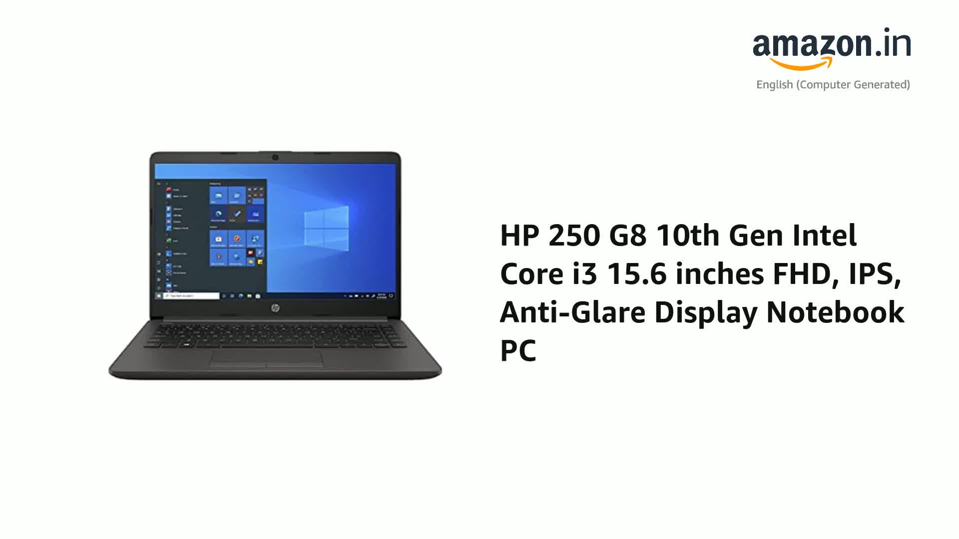 HP 250 G8 10th Gen Intel Core i3 15.6 inches FHD, IPS, Anti-Glare